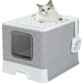 Enclosed Cat Litter Box with Lid Drawer Type Gray D15651