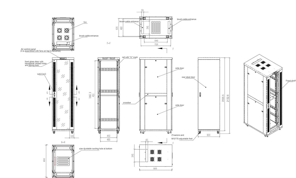 42U Locking Server Rack Cabinet Enclosure on Wheels B46395