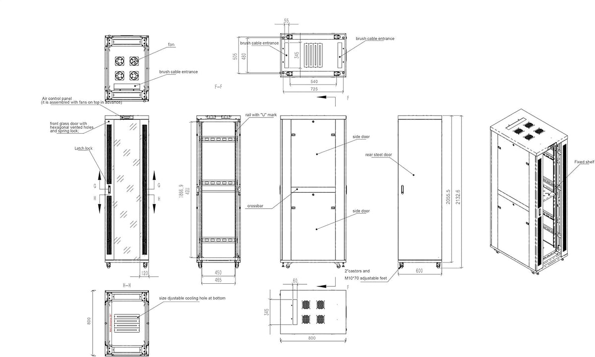 42U Locking Server Rack Cabinet Enclosure on Wheels B46395