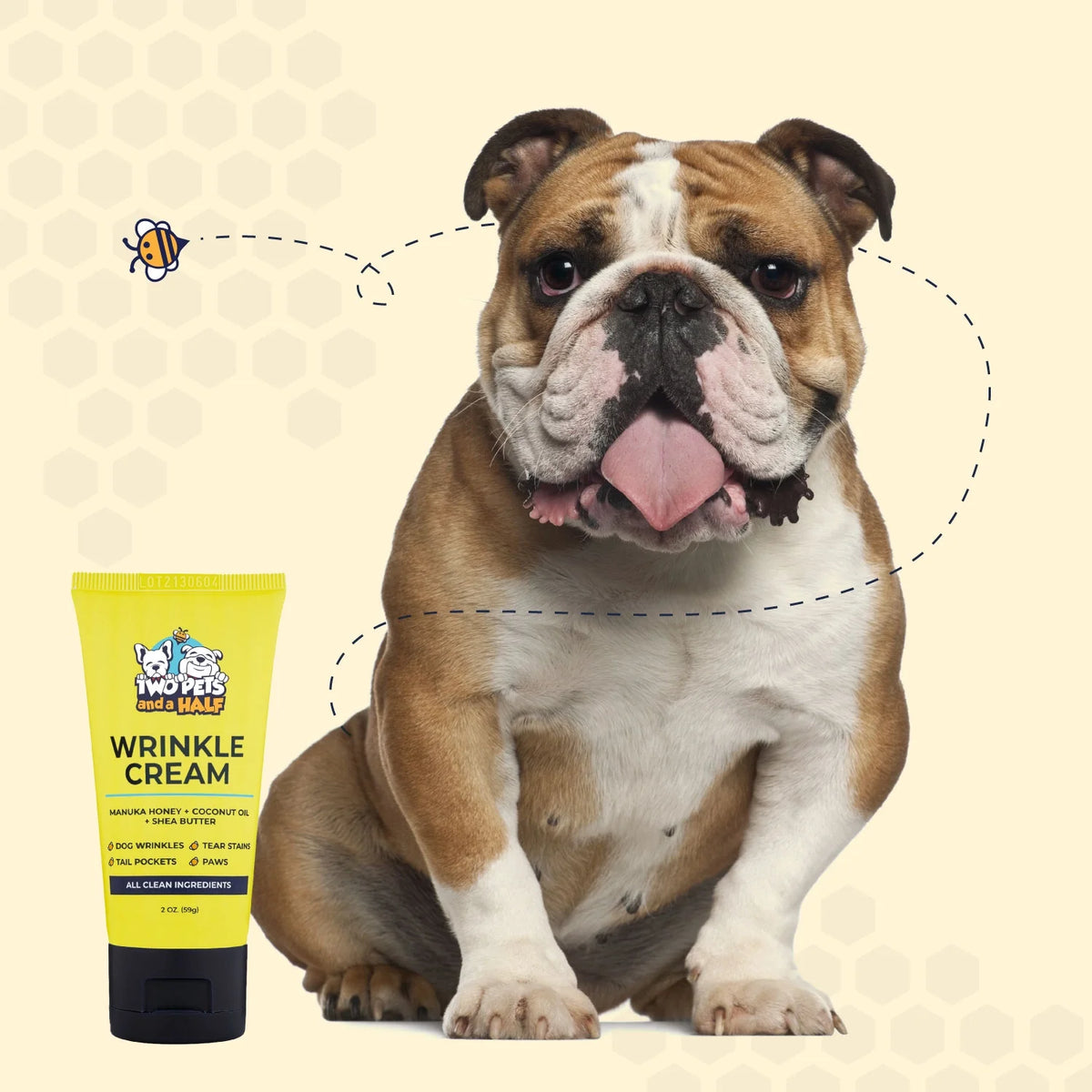 2 Oz Wrinkle Cream and 50 Wrinkle Wipes for Bulldogs V397