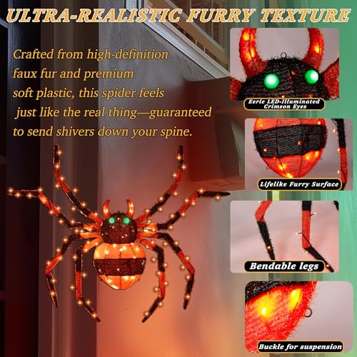 4.2Ft Light Up Spider with 90 LED Lights Q971777