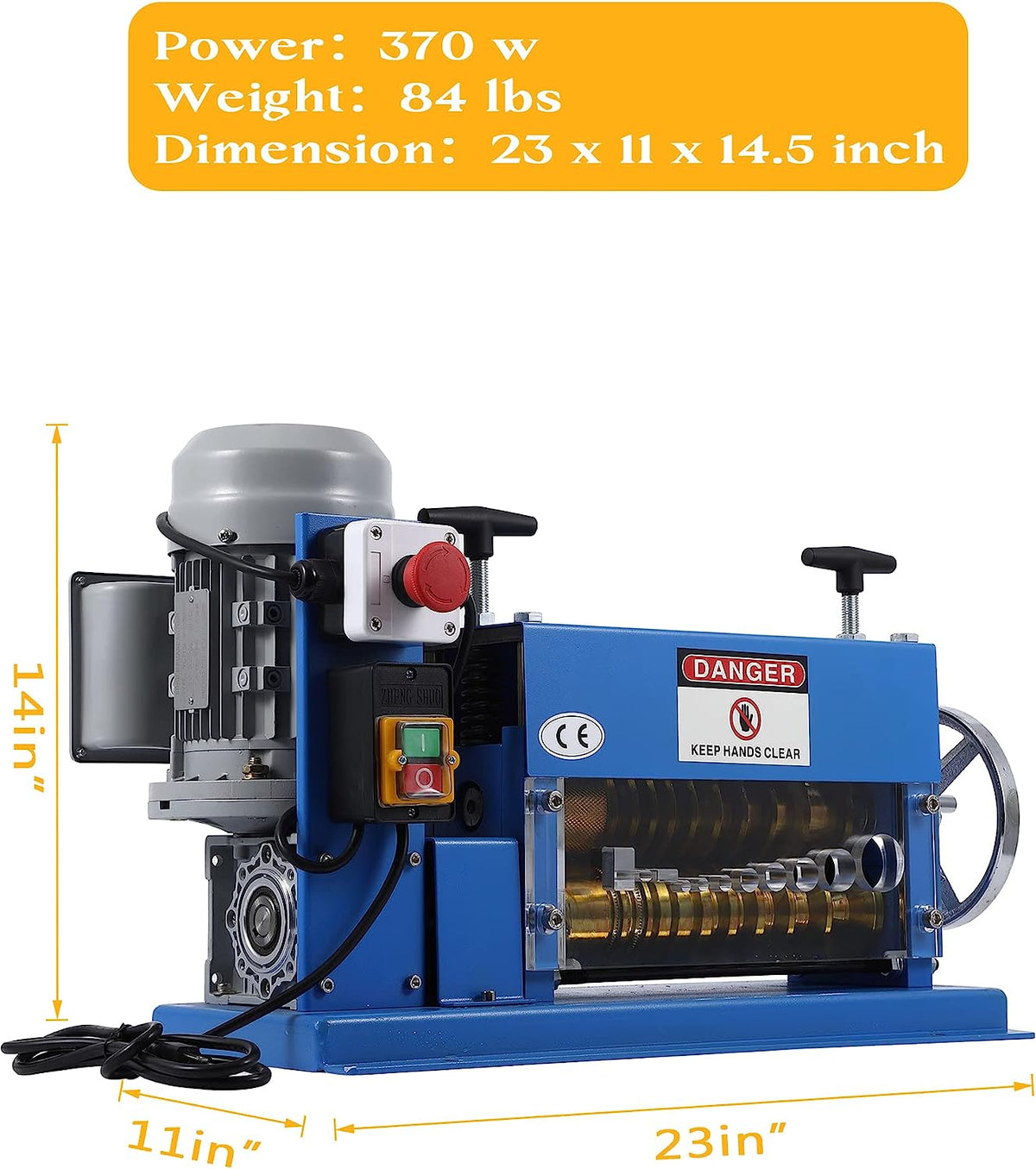 Automatic Wire Stripping Machine for 0.06" -1.5", 75 ft/min, with Extra Manual Crank T2877
