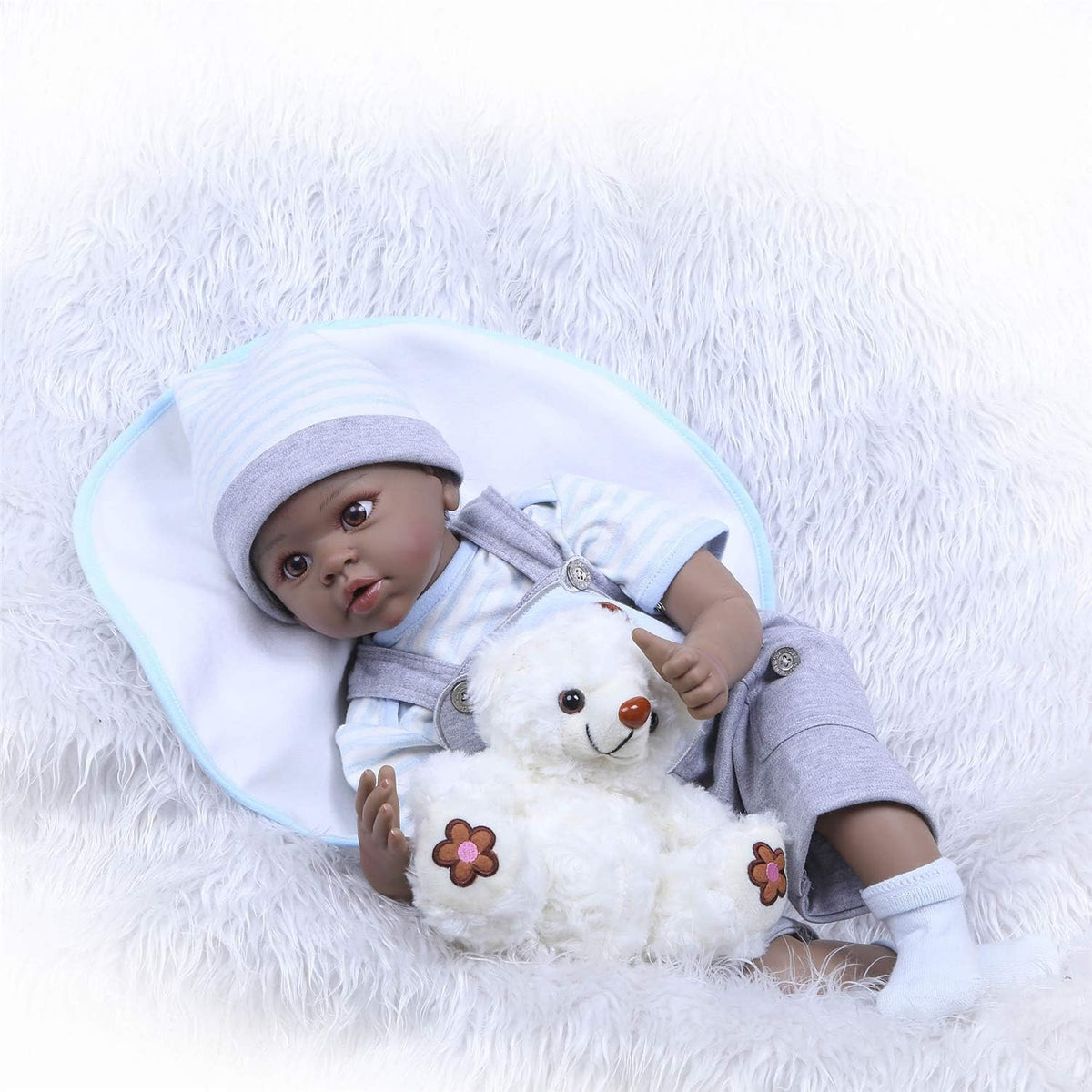 African American Reborn Baby Dolls 55cm Dark Skin Lifelike Newborn Dolls Twins L2001