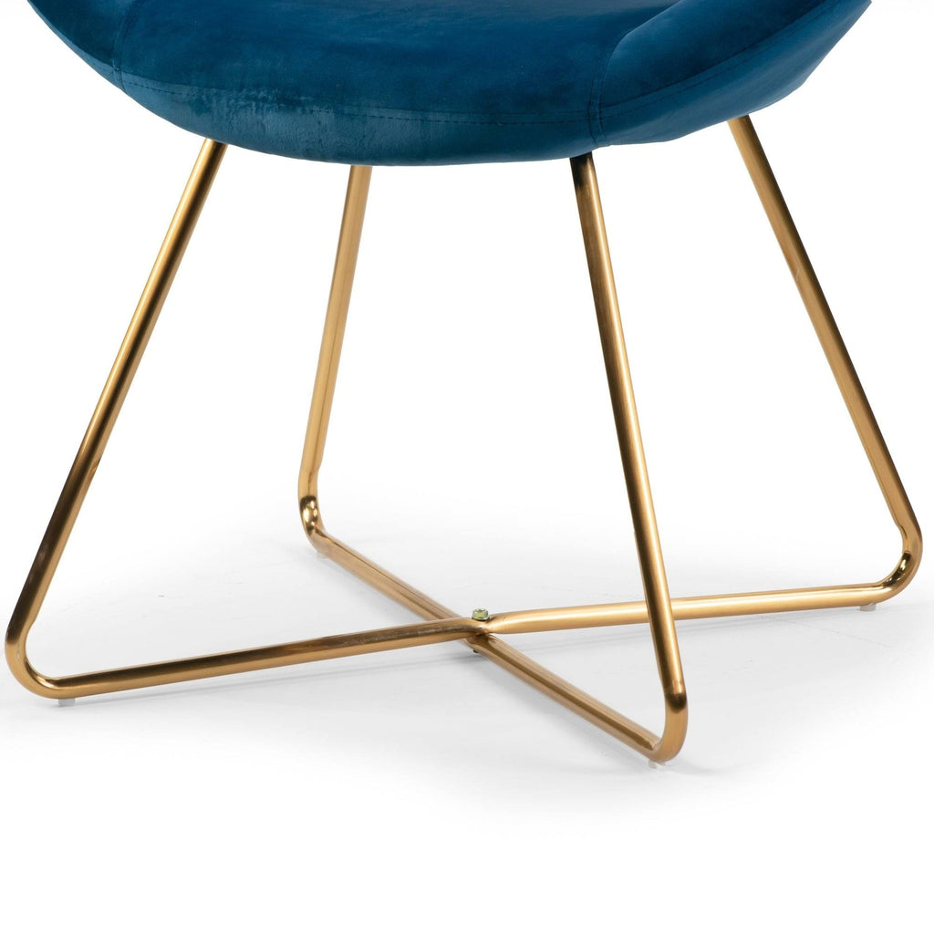 Blue Velvet Dining Chair with Metal Legs Y30369