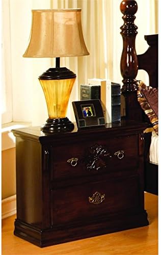 Dark Pine Solid Wood 2-Drawer Nightstand E894122