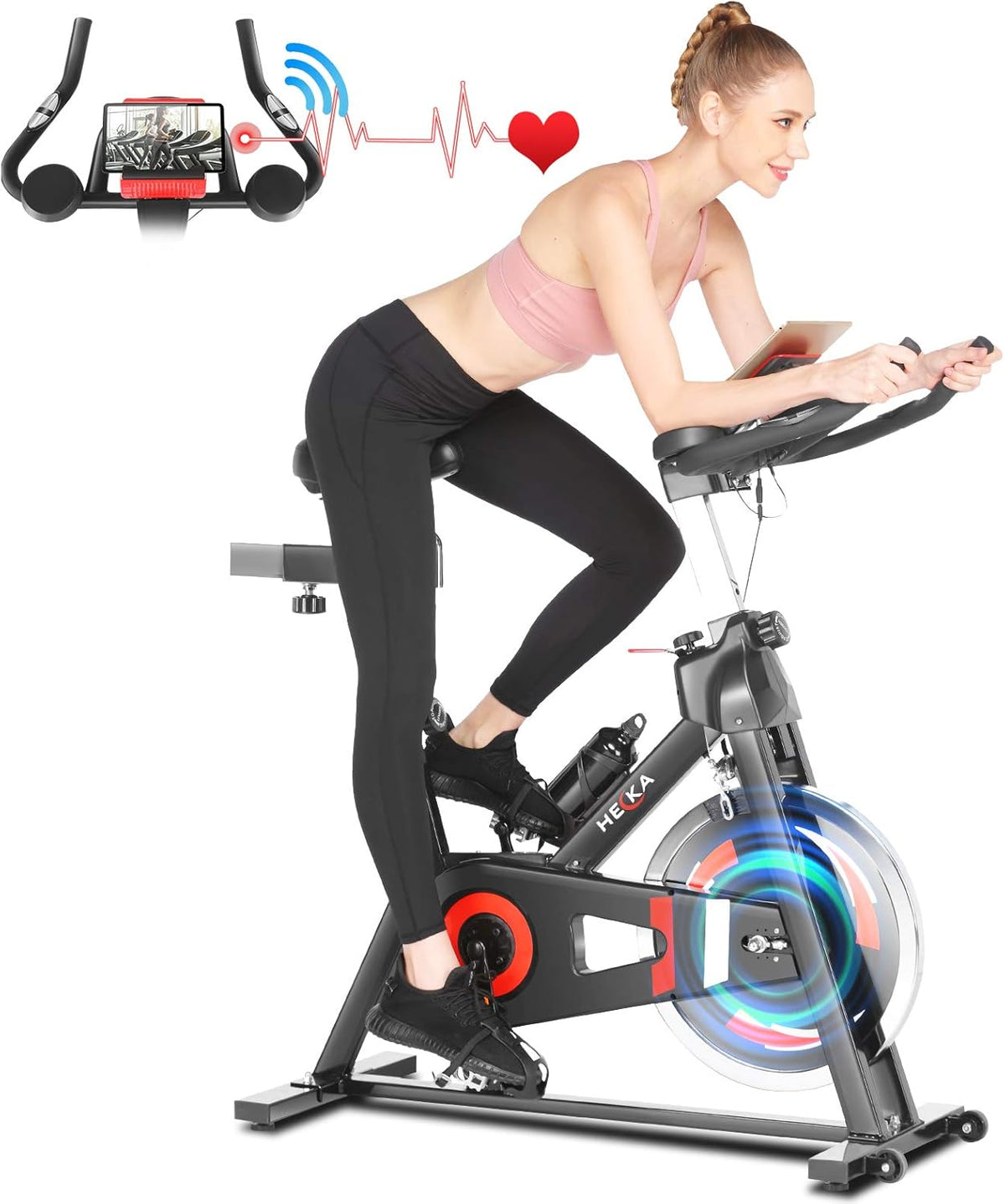 Indoor Stationary Bike with 45lbs Flywheel and Adjustable Resistance I811757