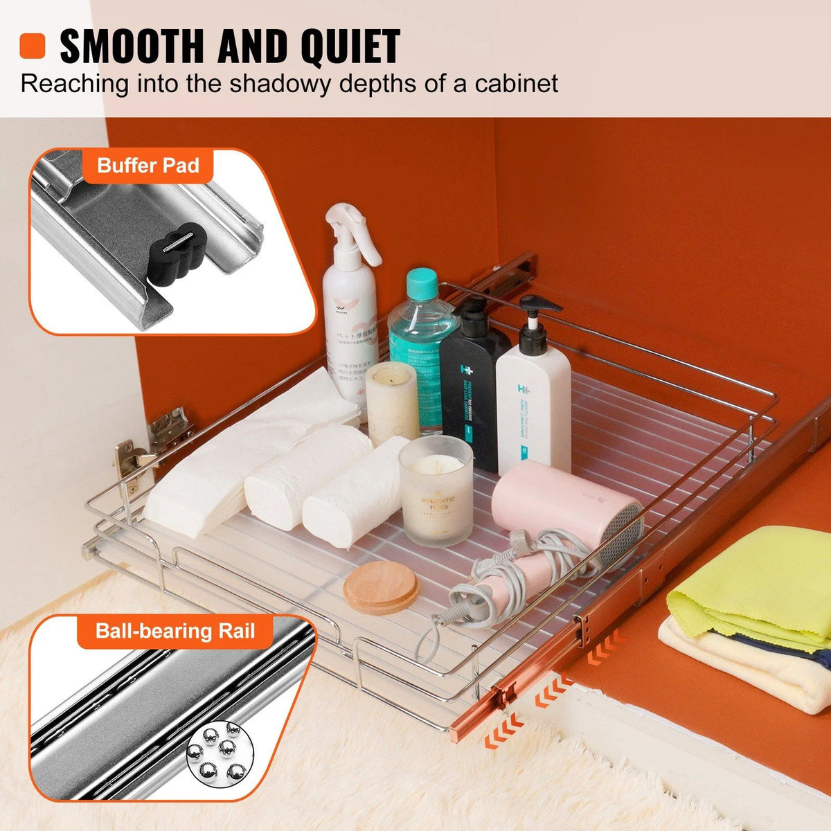 Chrome Plated Steel Pull Out Cabinet Organizer E5070