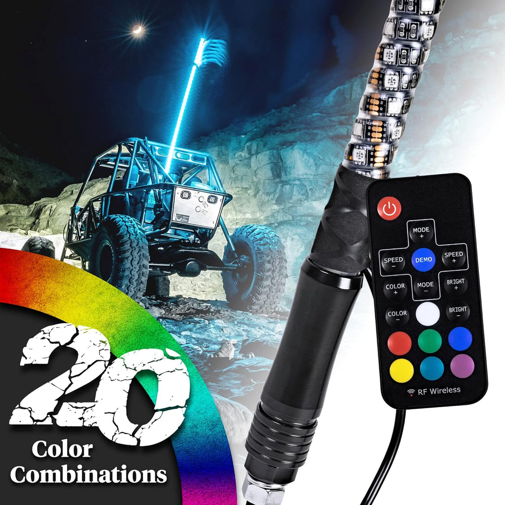 6ft Spiral LED Whip Light with RF Remote S332