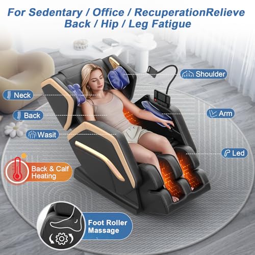 Zero Gravity Massage Chair with 10 Fixed Rollers, Heating, Bluetooth Speaker X189862
