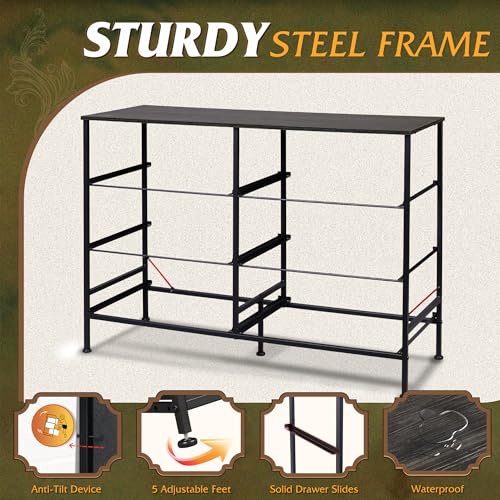 Wide 6 Drawer Fabric Storage Dresser I93695