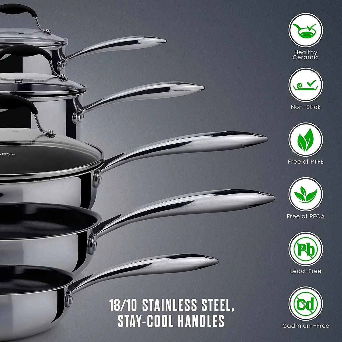 Ceramic Non Stick 10-Piece Cookware Set D232612