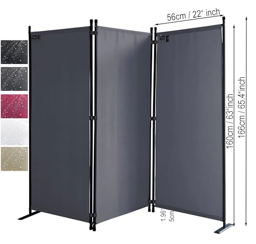 Black 3-Panel Folding Room Divider W1701
