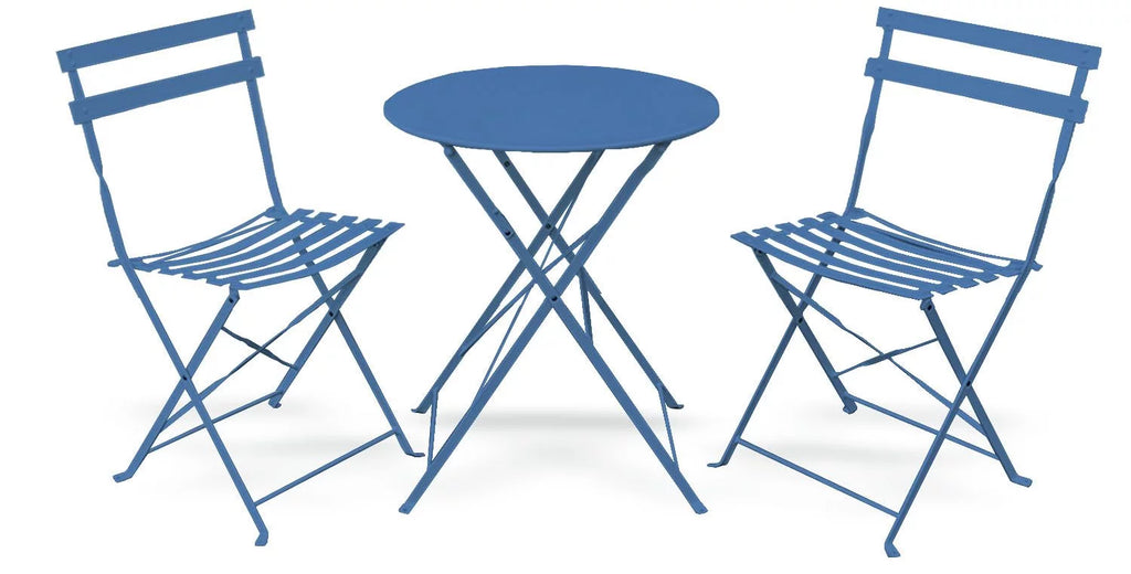 3 Piece Folding Patio Furniture Set with Coffee Table Blue J14981
