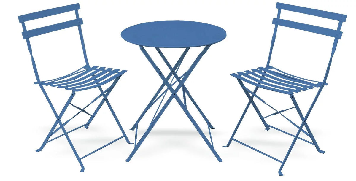 3 Piece Folding Patio Furniture Set with Coffee Table Blue J14981