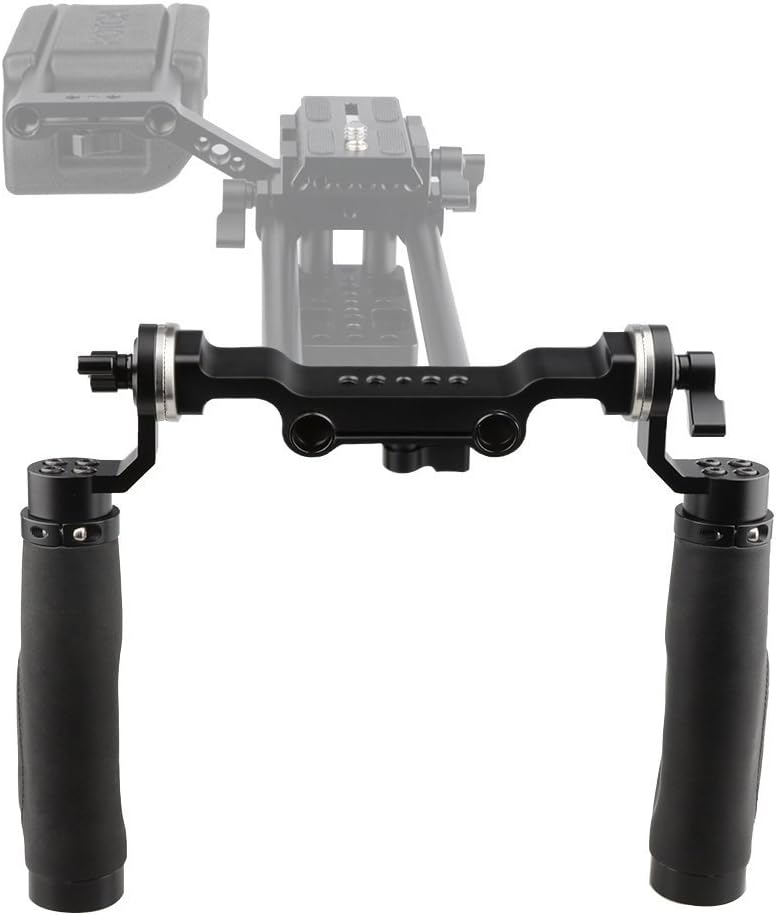 Leather Handle 15mm Rod Shoulder Mount Rig with Rosette Standard Accessory for DSLR (Black, M6 Thread, 31.8 mm) V5986