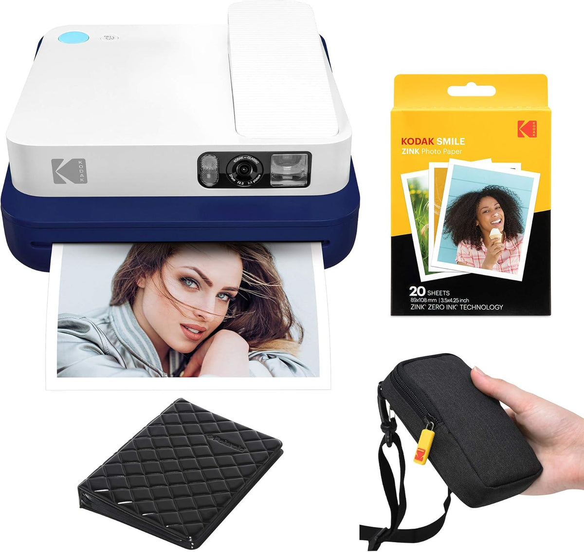 Blue Digital Instant Camera with Bluetooth Travel Kit N99834