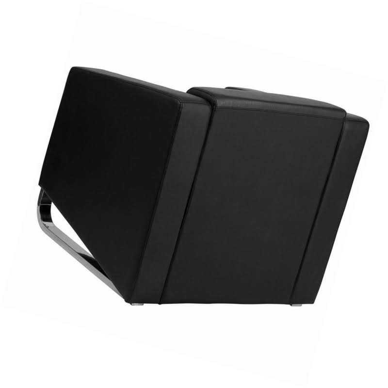 Black Leather Chair with Stainless Steel Frame Q1650