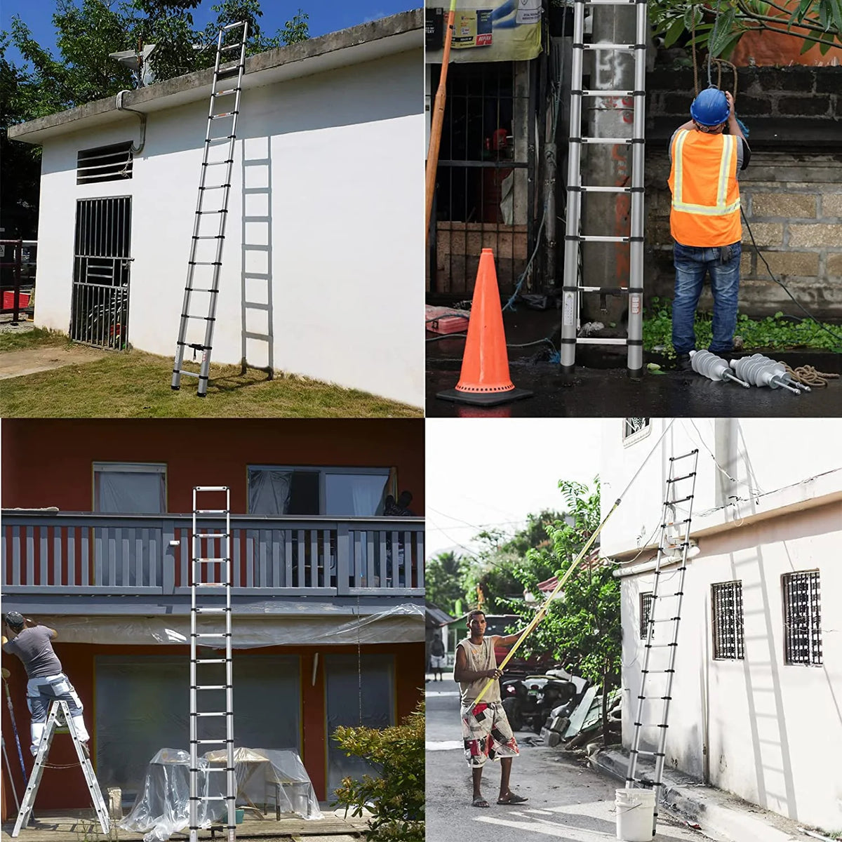 Telescoping Ladder 14FT Aluminum Folding Ladder 330lb Capacity N92776