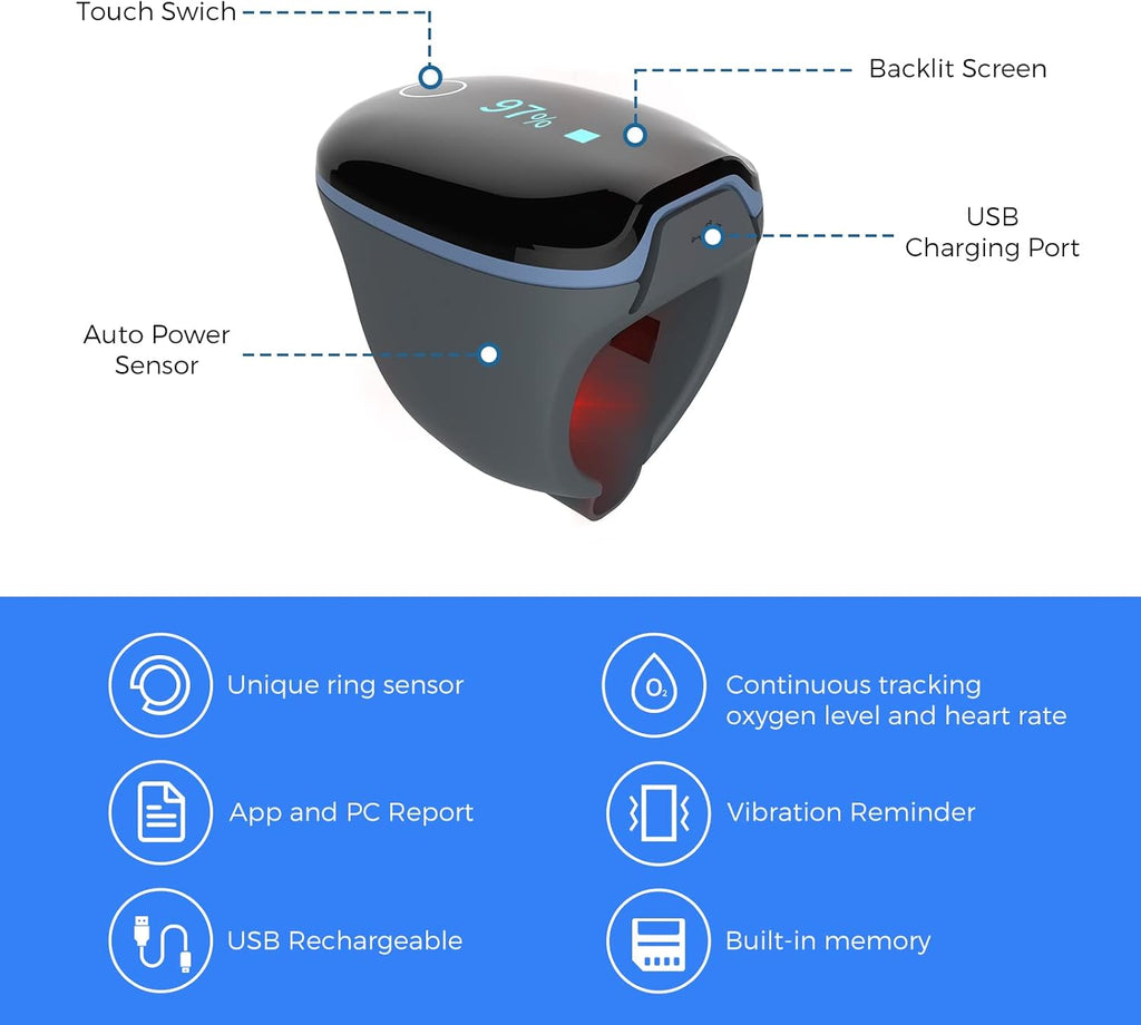 O2Ring Pulse Oximeter with Vibration Reminder E64597