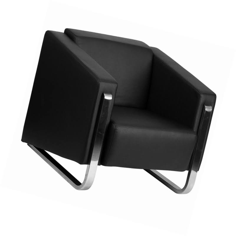 Black Leather Chair with Stainless Steel Frame Q1650