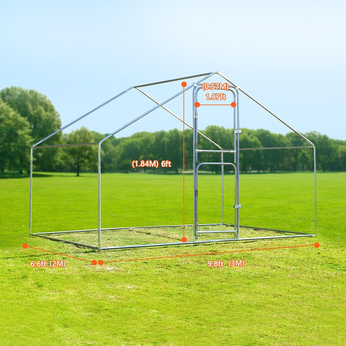 Large Metal Chicken Coop with Anti-UV Cover (9.8 * 6.6FT) H63516