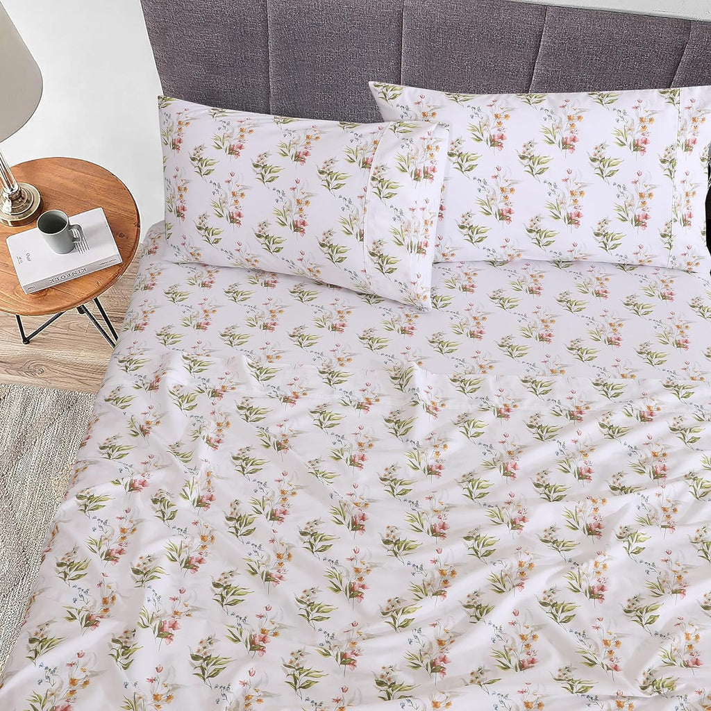 Split King 100% Cotton Percale 5-Piece Deep Pocket Sheet Set U215