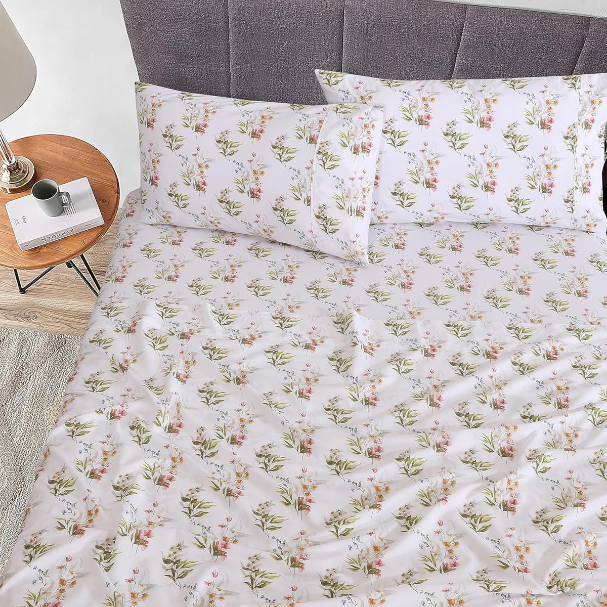 Split King 100% Cotton Percale 5-Piece Deep Pocket Sheet Set U215
