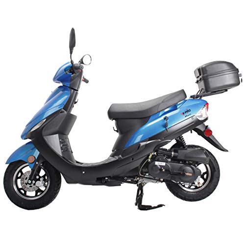 50 Gas Moped with 10" Aluminum Wheels, Rear Trunk, Electric/Kick Start, Black P288812