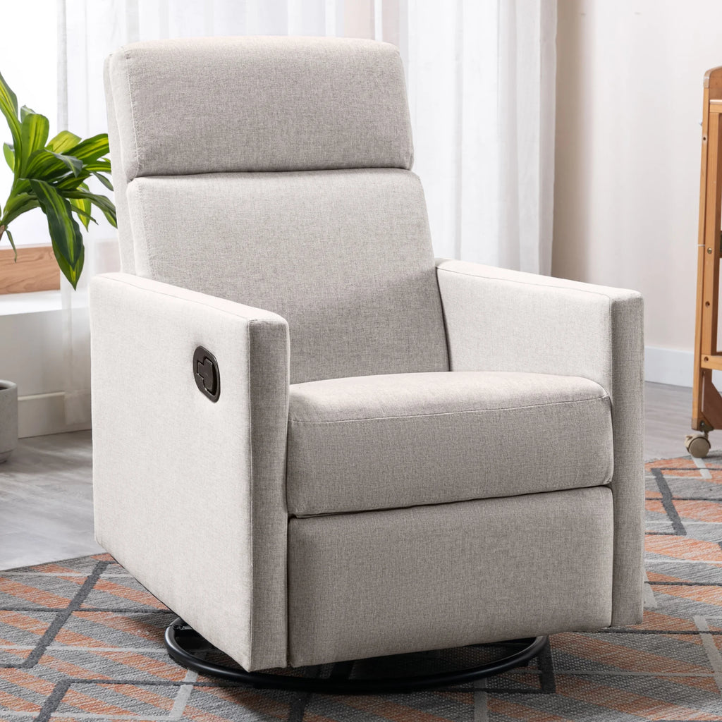 Tan Upholstered Swivel Recliner Chair N519