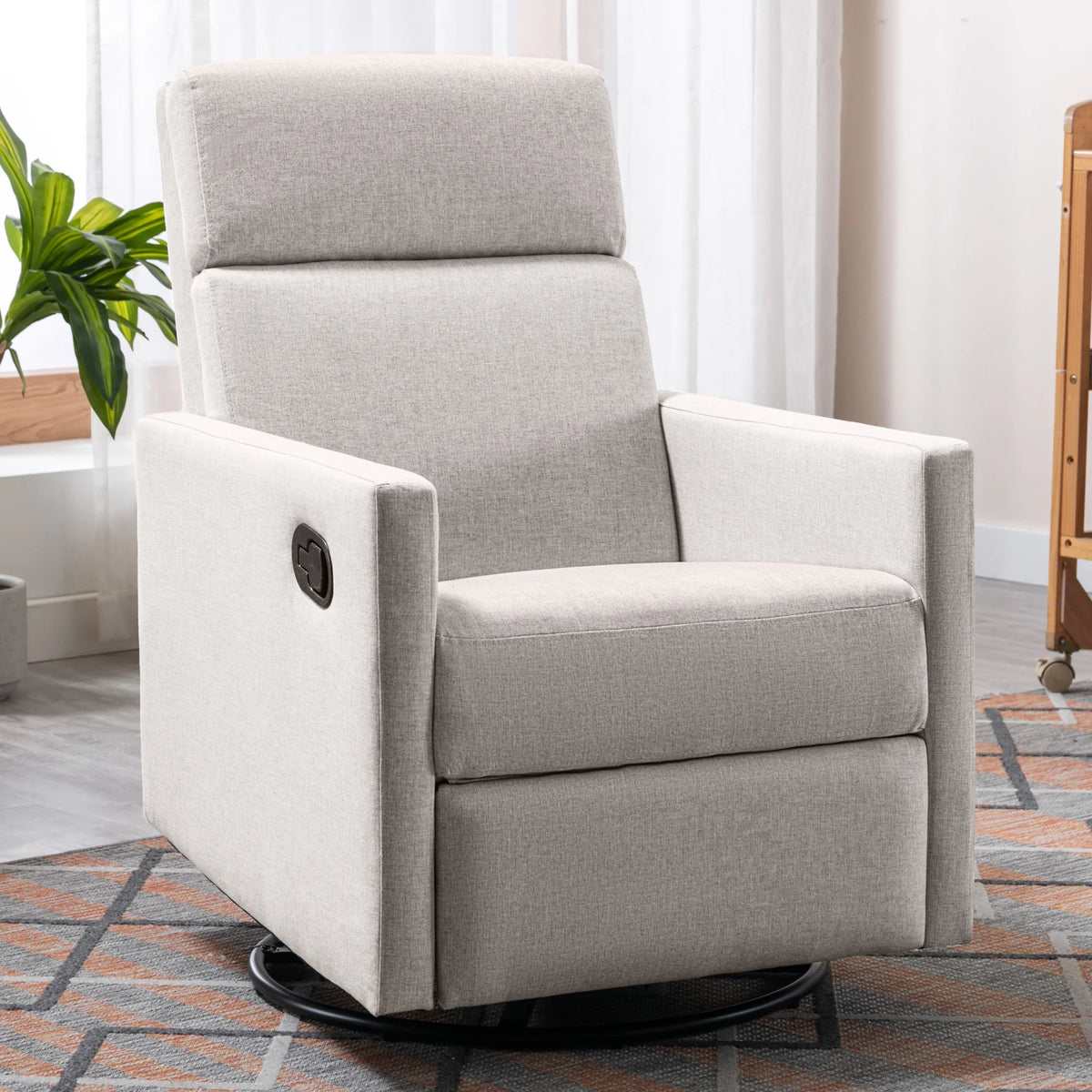 Tan Upholstered Swivel Recliner Chair N519