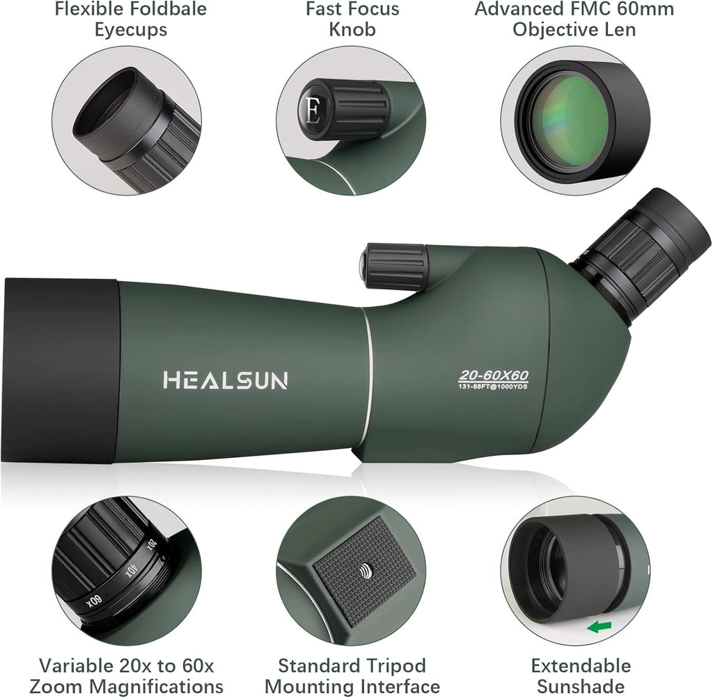 20-60x60 Spotting Scope with Carrying Case, Tripod and Smartphone Adapter Y195075