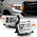 Chrome LED Quad Projector Headlights Headlamps for 2014-2017 Toyota Tundra SR SR5 L4250