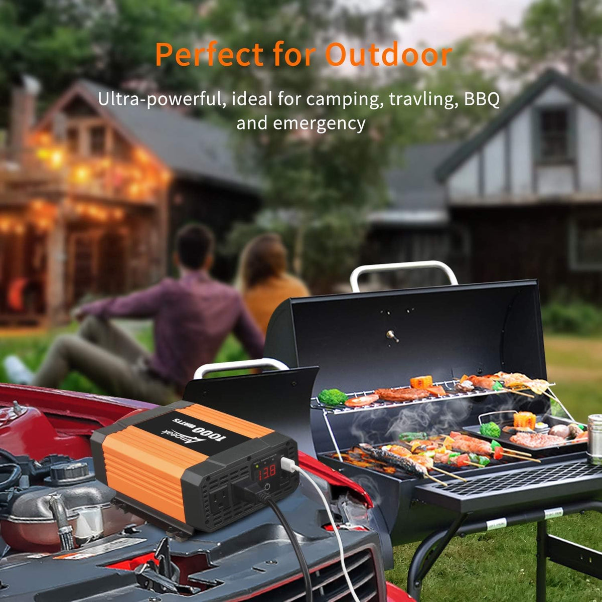 2000W Power Inverter 12V to 110V Digital LCD Display 3AC Outlets 2.1A USB U1896