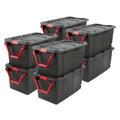 Black 8 Pack 40 Gallon Wheeled Storage Tote D2809