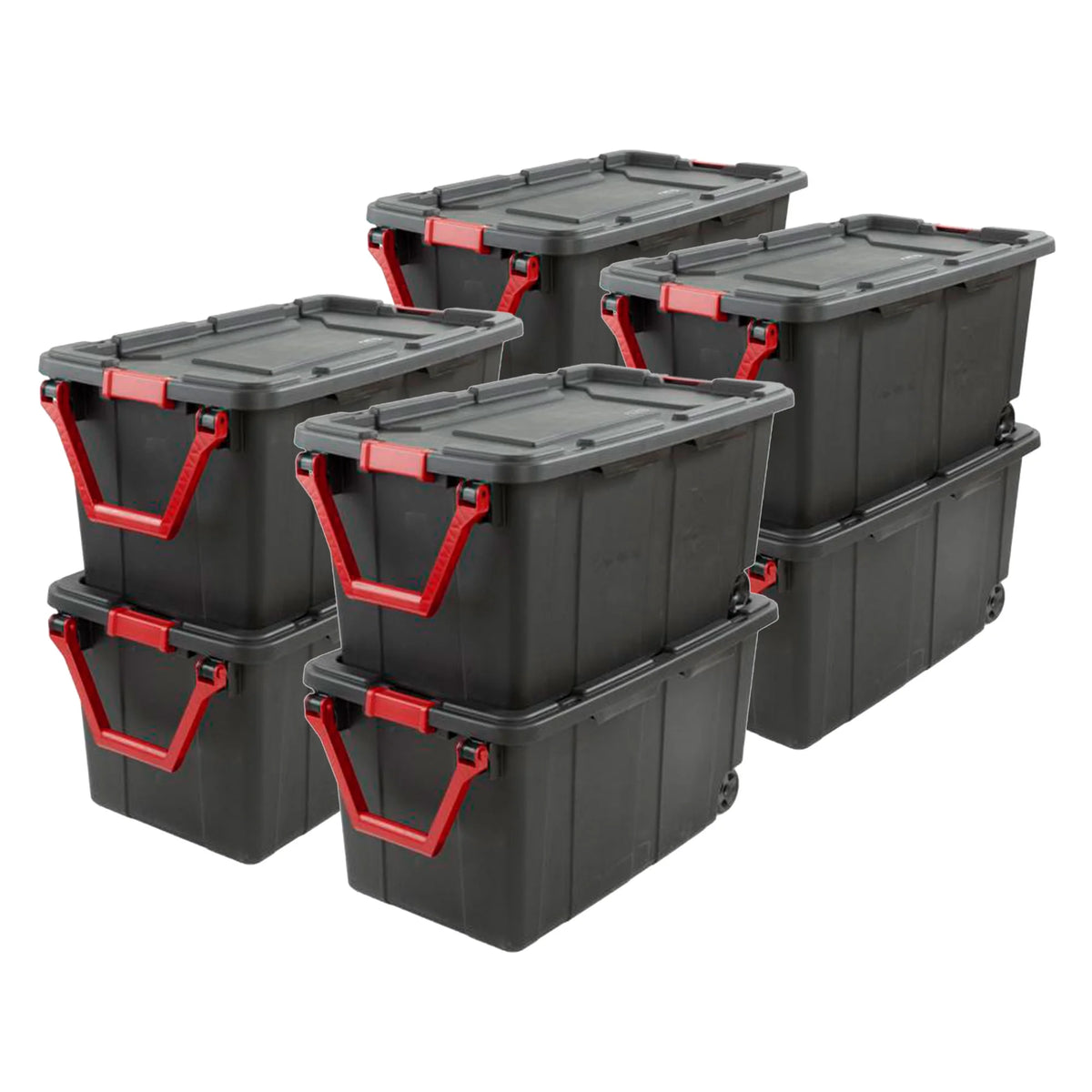 Black 8 Pack 40 Gallon Wheeled Storage Tote D2809