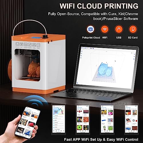 Mini 3D Printer, FDM 3D Printer, Fully Assembled Auto Leveling, Resume Printing, Removable Flexible Magnetic Build Plate U76767