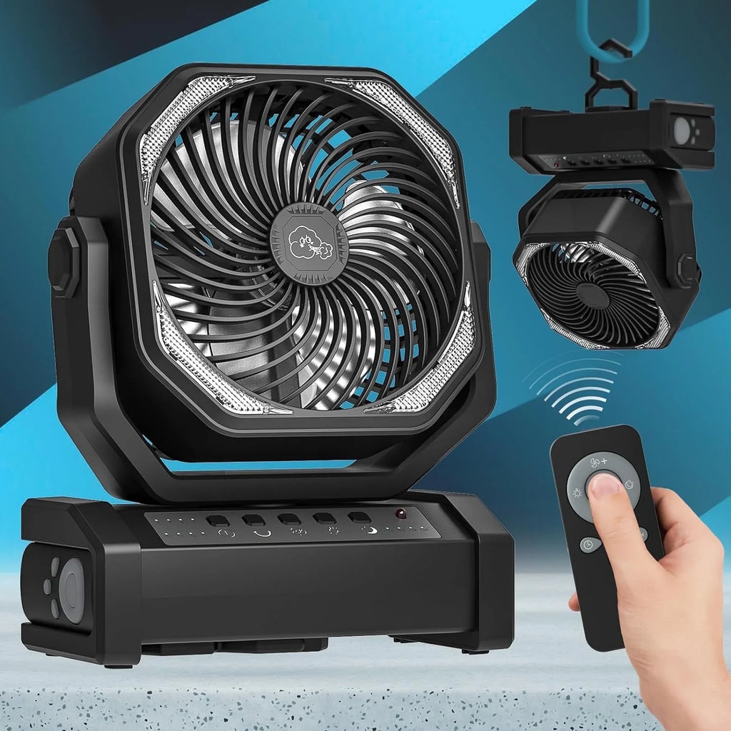 Portable Rechargeable Camping Fan with LED Light Y625183