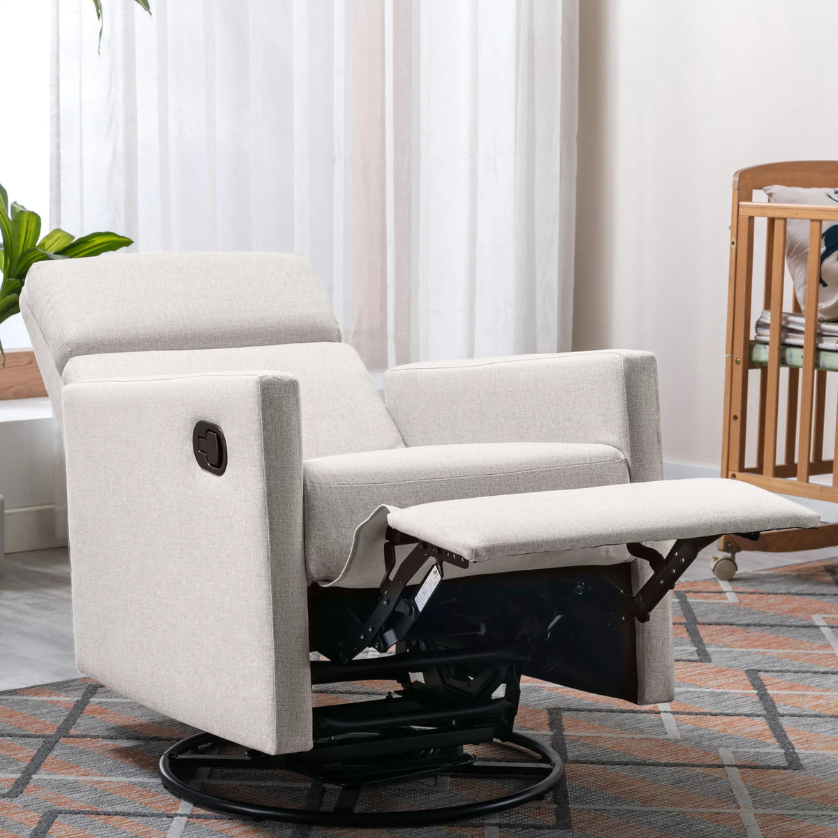 Tan Upholstered Swivel Recliner Chair N519