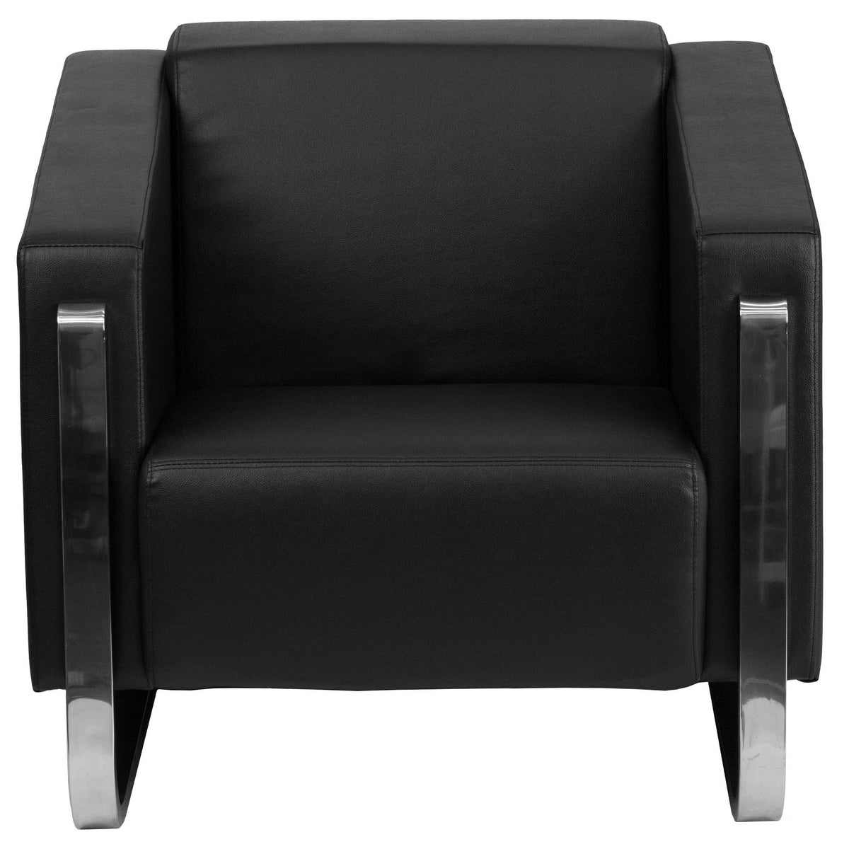 Black Leather Chair with Stainless Steel Frame Q1650