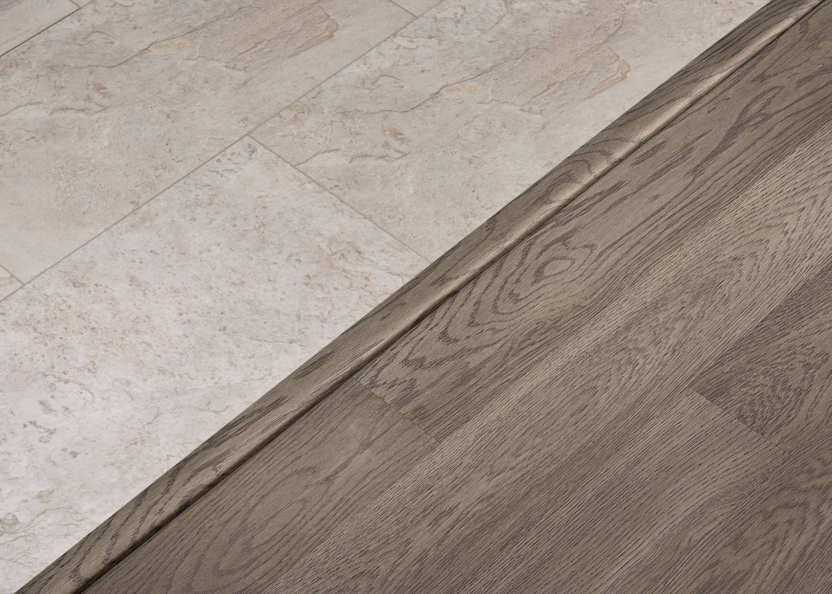 Oak Wood Veneer Vinyl Core Floor T-Moulding in Gray D7839