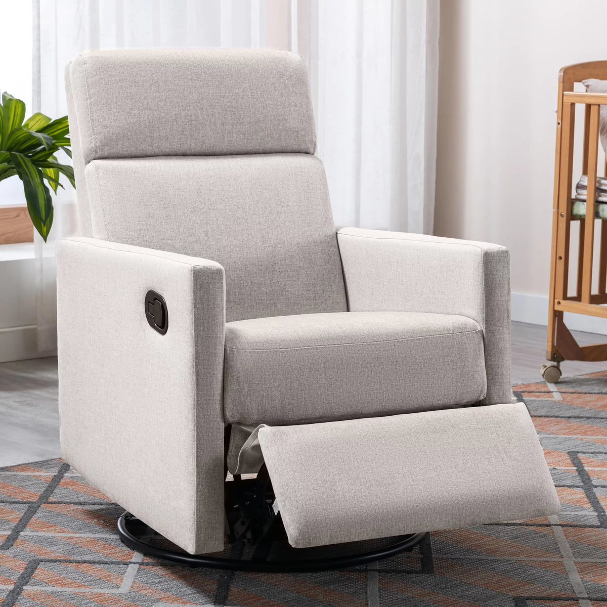 Tan Upholstered Swivel Recliner Chair N519