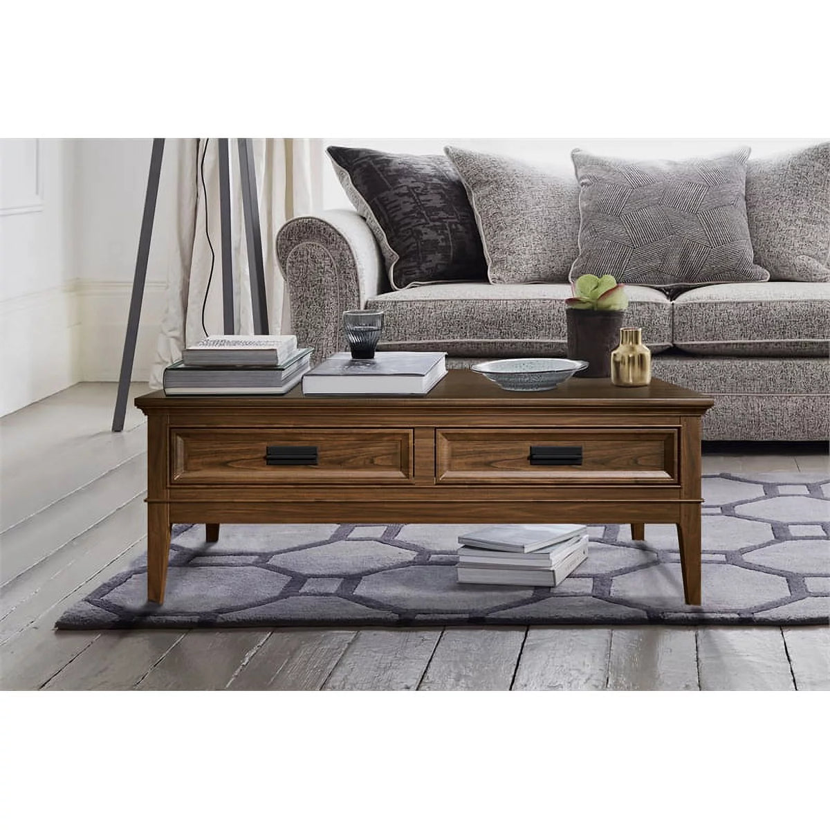 Brown Cherry 2 Drawer Wood Coffee Table D852592