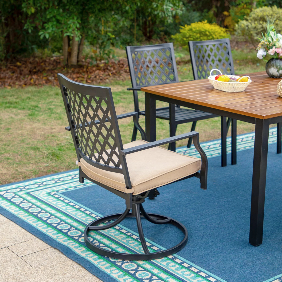 7-Piece Outdoor Dining Set with Swivel Chairs and Table U4163