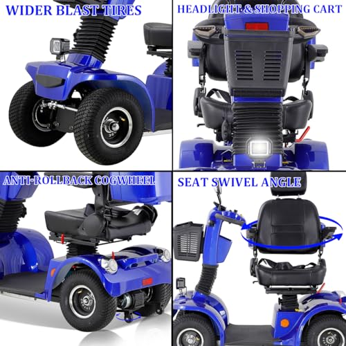 4 Wheel 500lbs Capacity Electric Powered Mobility Scooter with Adjustable Seat and Rear Basket N944330