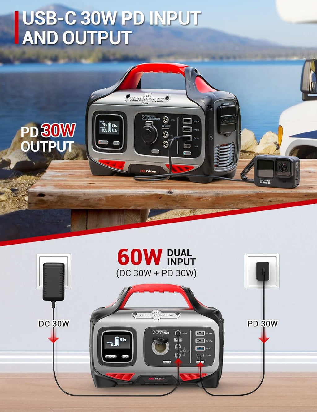 Portable Power Station 200W 224Wh Solar Generator T389