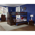 Antique Walnut Full Over Full Size Bunkbed with Trundle Bed M7148