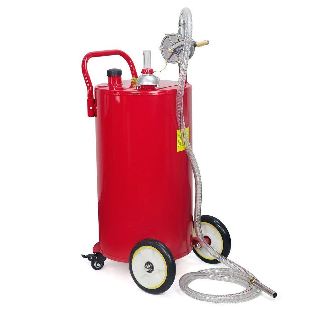 35 gal. Portable Gas Caddy Fuel Transfer Pump Rolling Gas Can Z695