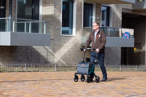 Upright Rollator Walker with seat, Lightweight Folding Walker with Large Shopping Bag S5343
