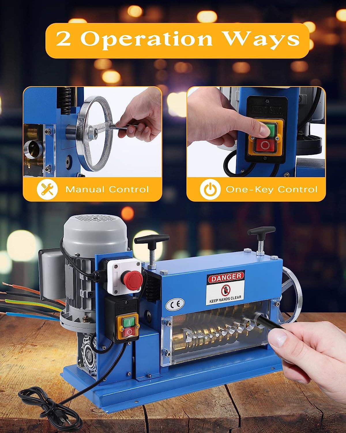 Automatic Wire Stripping Machine for 0.06" -1.5", 75 ft/min, with Extra Manual Crank T2877