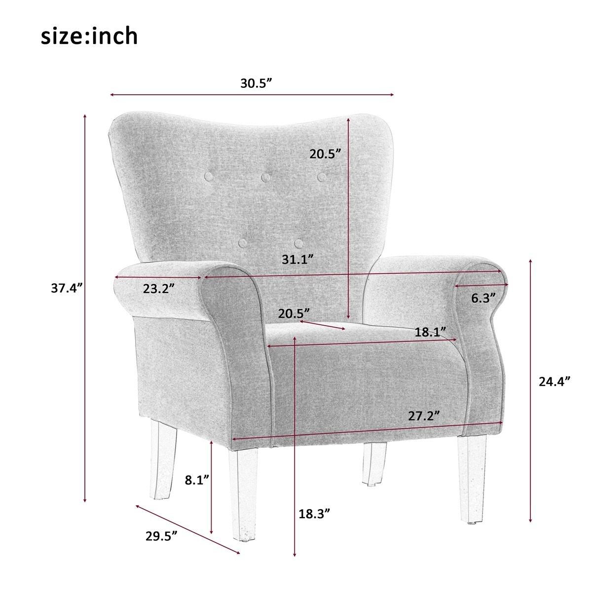 Blue Wing Back Accent Chair with Wooden Legs A863